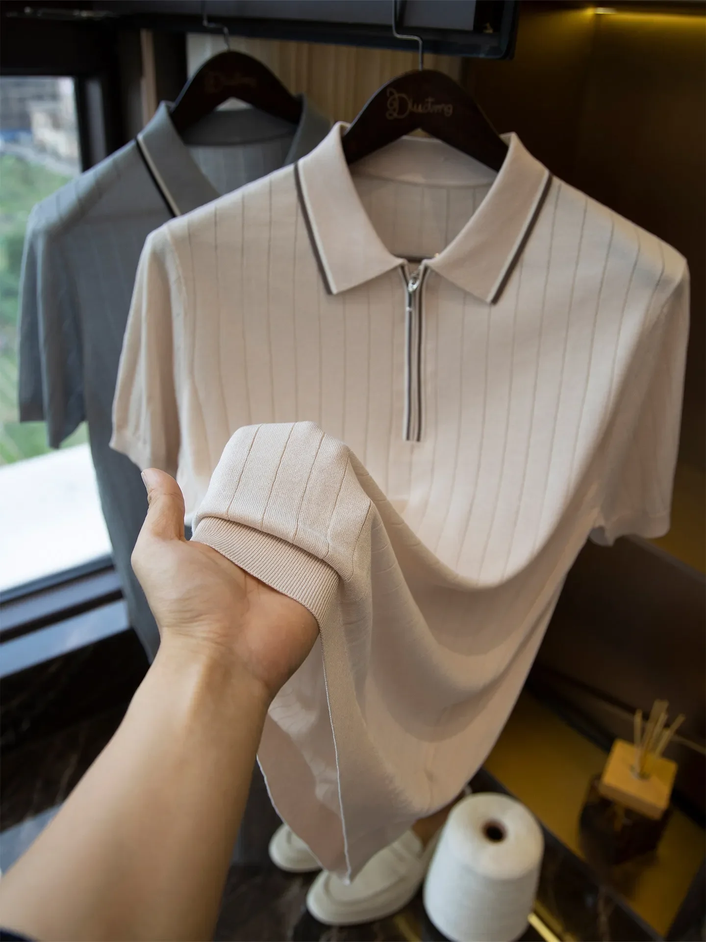 

High-end wear~ Old money style gentleman casual semi-zipper POLO shirt