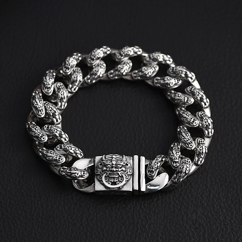 ZABRA S925 Silver Pixiu Bracelet for Men's Coarse Hip Hop, Small and Luxury, High End Handicraft, New Style