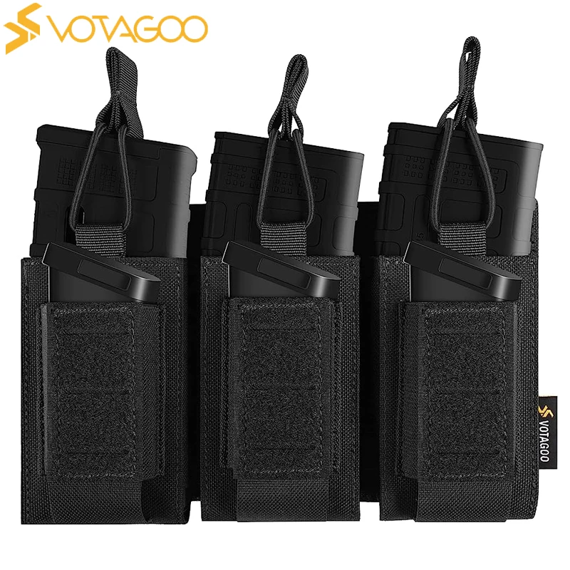 

VOTAGOO 5.56mm 9mm Open-Top Magazine Pouch Triple Military Molle Bag Tactical Gear Hunting Airsoft Accessories