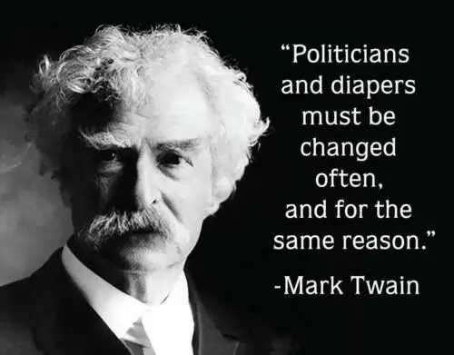 Mark Twain Politicians & Diapers Bar Shop Funny Humor Wall Décor Metal Tin Sign