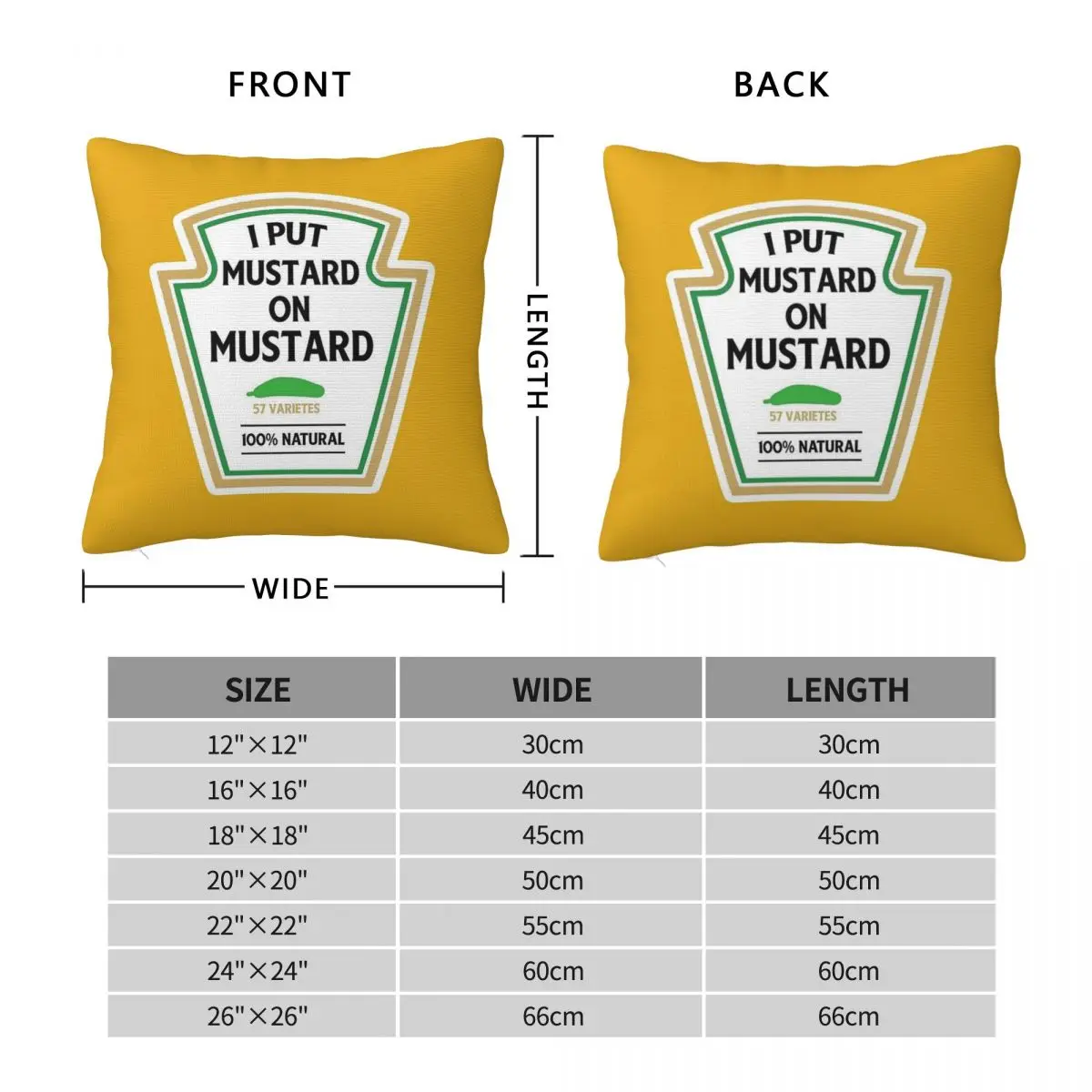 I Put Mustard On My Mustard Square Pillowcase Polyester Linen Velvet Creative Zip Throw Pillow Case Sofa Seater Cushion Cover