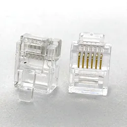 20pcs/lot  6P6C 6 Pins 6 Contacts RJ11 Telephone Modular Plug Jack,RJ11 Connector Transparent crystal