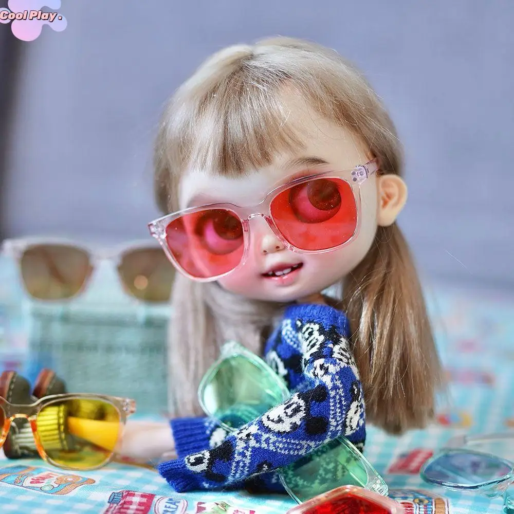 

9cm Miniature Doll Sunglasses Miniature Square Plush Doll Glasses Kawaii Plastic Square Doll Eyeglasses Cotton Stuffed Doll