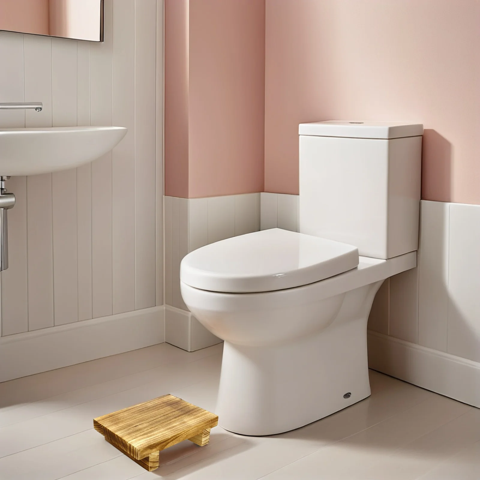 مقعد قدم خشبي خفيف الوزن للحمام والمطبخ وغرفة النوم والمكتب والأثاث المنزلي ومسند للقدمين موفر للمساحة للبالغين