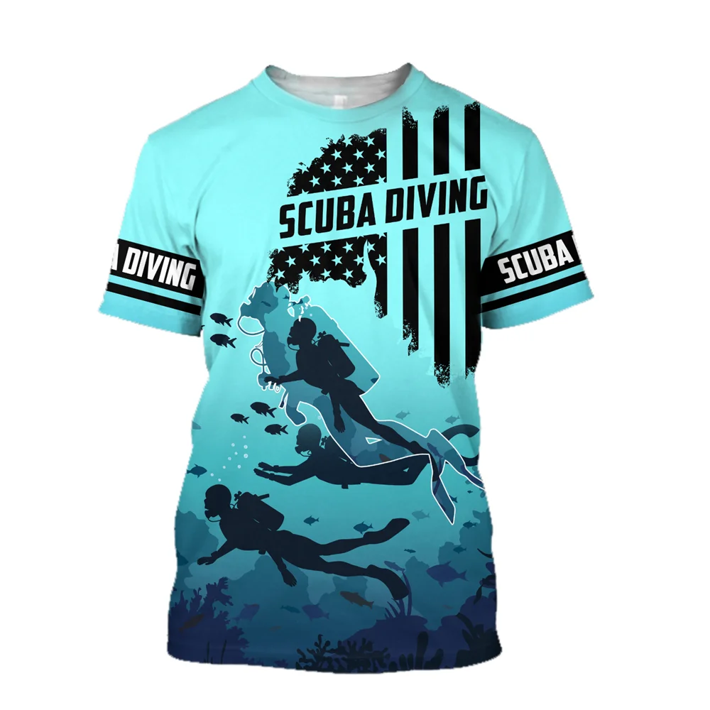 Scuba Diving Explore The Underwater T Shirt Men Outdoor Sport Tops Tee Shirts Fashion 3D Printed SCUBA Dive T-shirt Short Sleeve