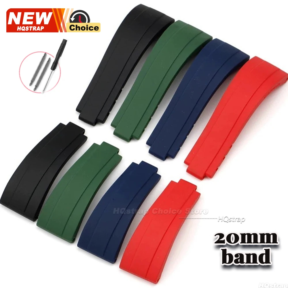 TPU-Uhrenarmband 20mm für Rolex Silikon-Uhrenband für Submariner Flache Schnittstelle Gummi-Armband Damen Herren Armband Zubehör