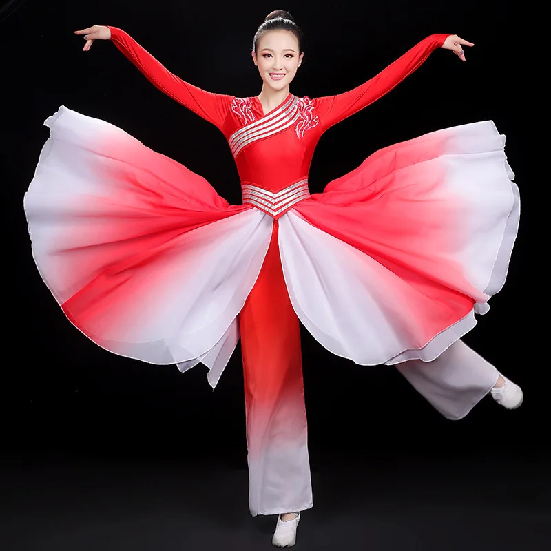 Classical dance performance attire, women's large skirt, new red Wanjiang dance costume, Chinese flowing Hanfu in the lights