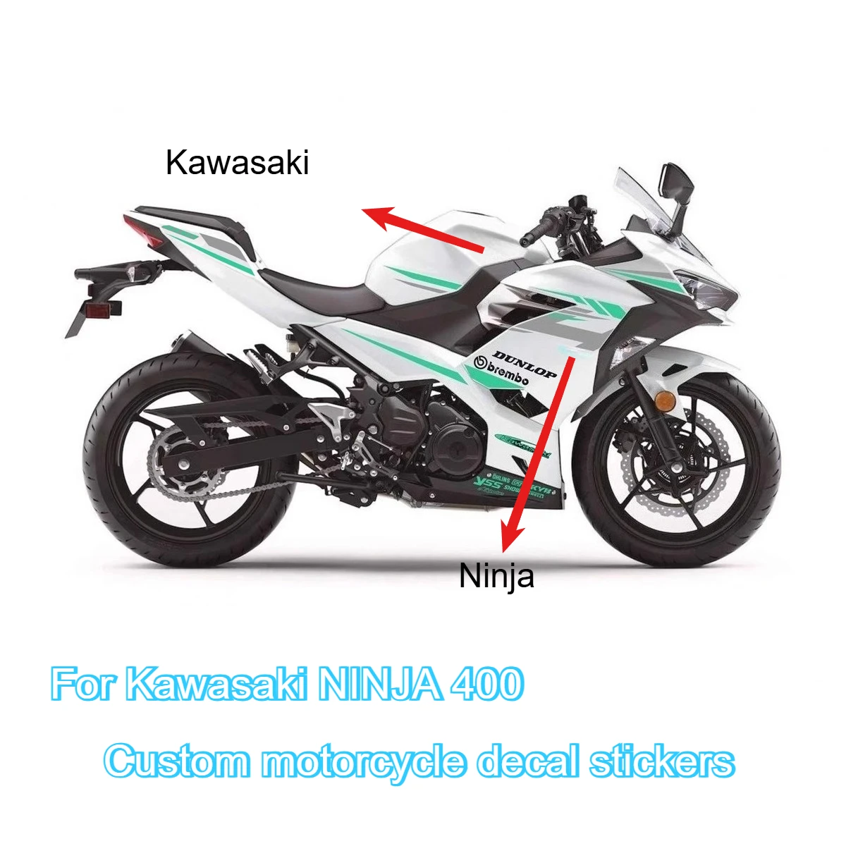 

For Kawasaki Ninja NINJA400 Motorcycle Stickers Motorcycle Ornamental Fairing Sticker Whole Car Sticker Kit Latte art
