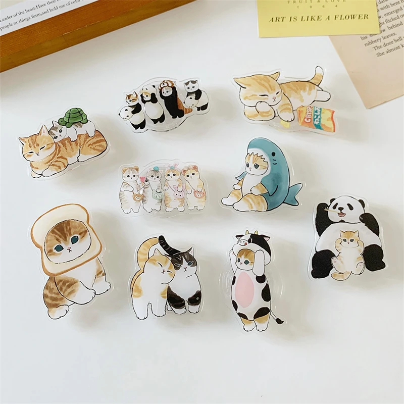 

Cute 3D Cat Panda Grip Tok Griptok Cartoon Phone Stand Holder Support For iPhone 17 16 Samsung Universal Accessories Holder Ring