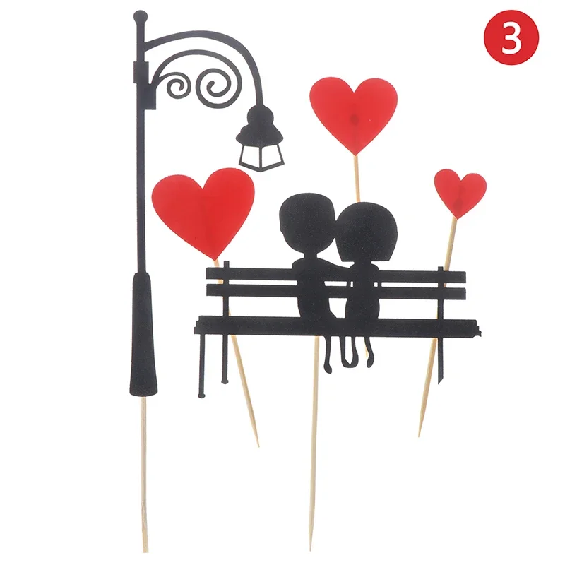1Set Valentine\'s DayCake Topper Love Heart Sweet Lovers Cake Topper for Anniversary Valentine\'s Day Party Cake Decorations