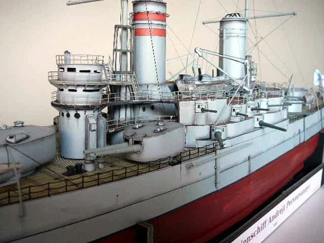 1:200 Scale Russian Battleship Andrei Pervozvanny Card Paper Model Kit Puzzles Handmade Toy DIY
