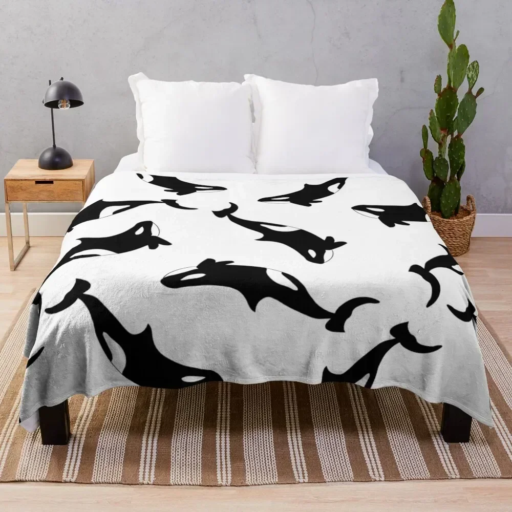 Orca Killer Whale Throw Blanket Outdoor Soft Blanket for Picnic Beach Camping