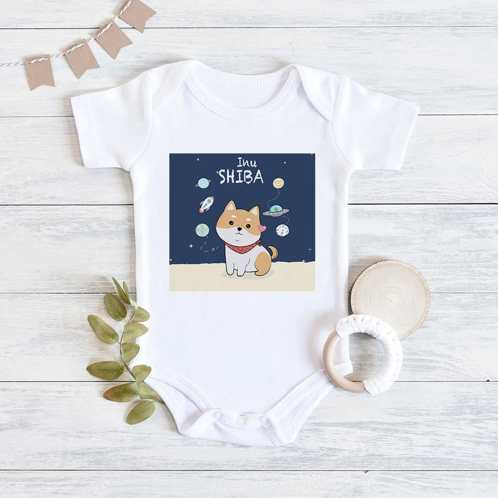 2023 Baby Girl Boy Clothes Bodysuits Cartoon Cute Shiba Dog Infant Onesie Street Casual Toddler Jumpsuit Summer Newborn Romper