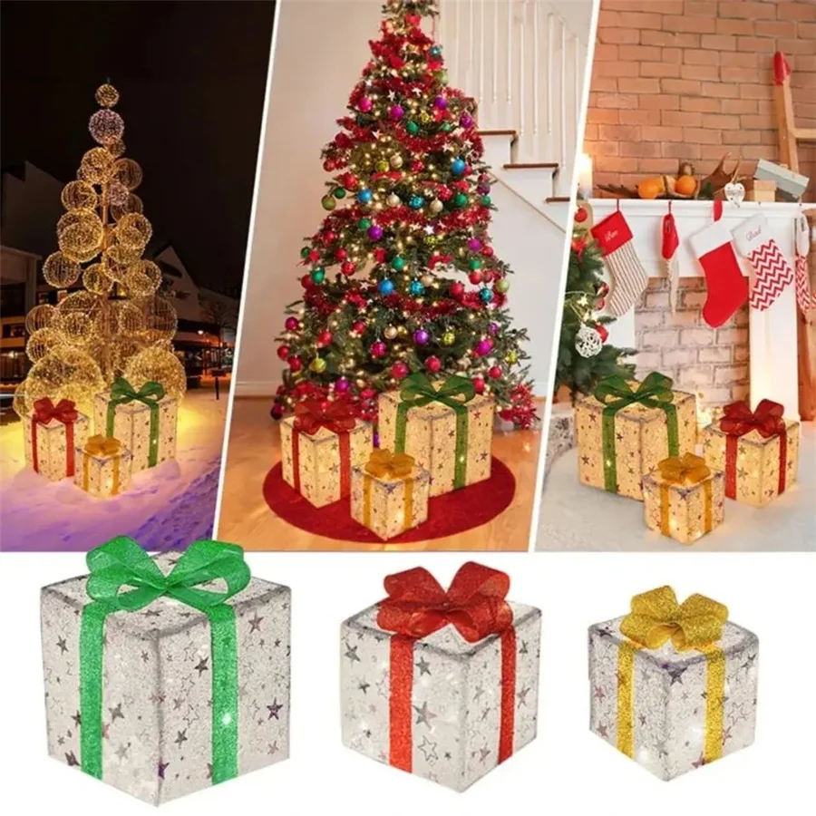 Holiday Lighting Led Christmas Gift Box Lights Remote Control 8 Modes Fairy Lights for Wedding Party Christmas Tree Decorations