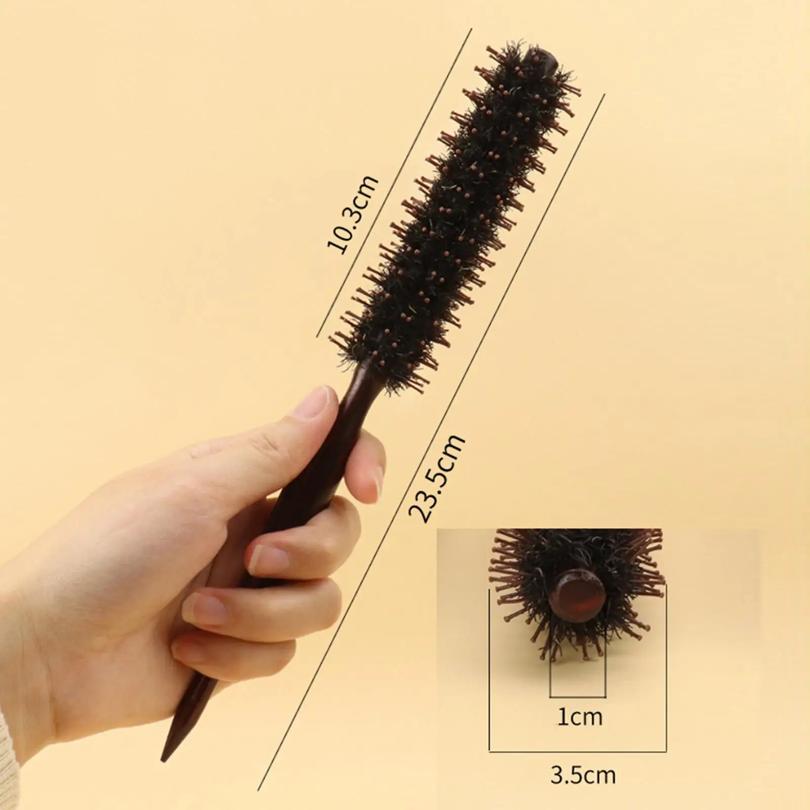 Natural Boar Bristle Hair Brush Hair Comb Small Roller Round Brush Roll Comb Wind Comb for Styling Blowing Bangs Men Women Home