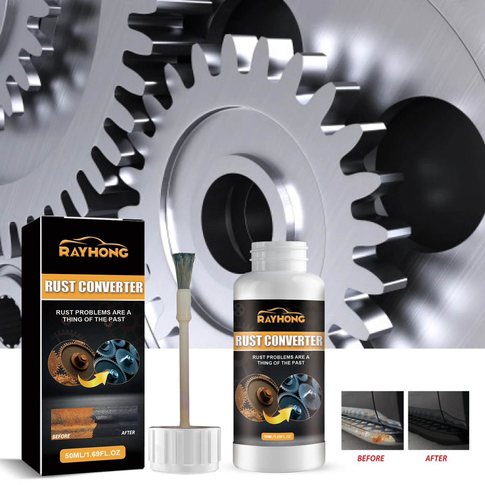 Black Rust Converter Metal Paint Undercoat Primer Chassis Repair Water Based Formula Anti Corrosion Shield Iron Restorer