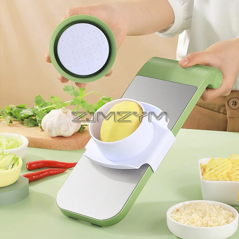 قطاعة مندولين للمطبخ ، قطاعة خضروات ، قطاعة رقائق بطاطس ، قطاعة جولين ، شفرات متعددة ، 7 في 1