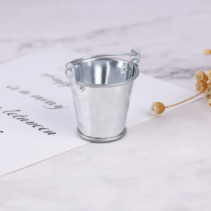 1/6 1/12 دمية مصغرة دلو معدني ديكور مطبخ صغير لعبة التظاهر اللعب