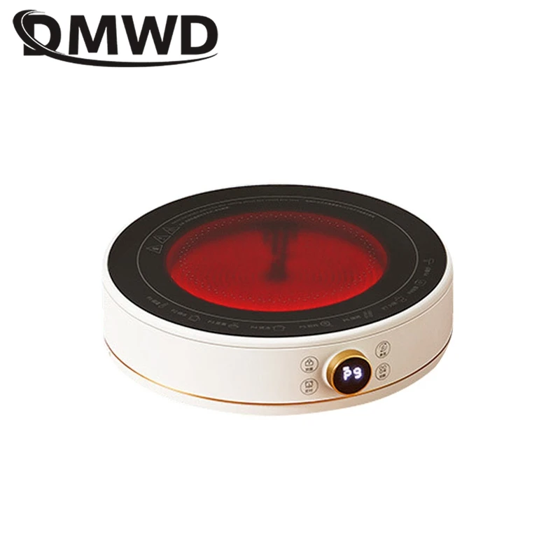DMWD เตาไฟฟ้าเซรามิค High Power Induction Cooker MINI เตาชาหม้อร้อนพร้อม Bakeware รังสีต่ํา 220V