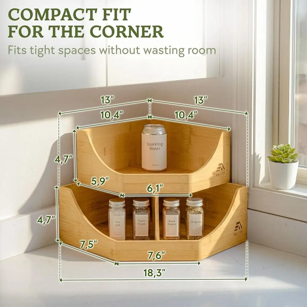 Bamboo Storage Bin, 2-Tier Stackable Potato and Onion Storage Bin or Kitchen Counter Shel, Wooden Produce Storage Pantry Organiz view 3