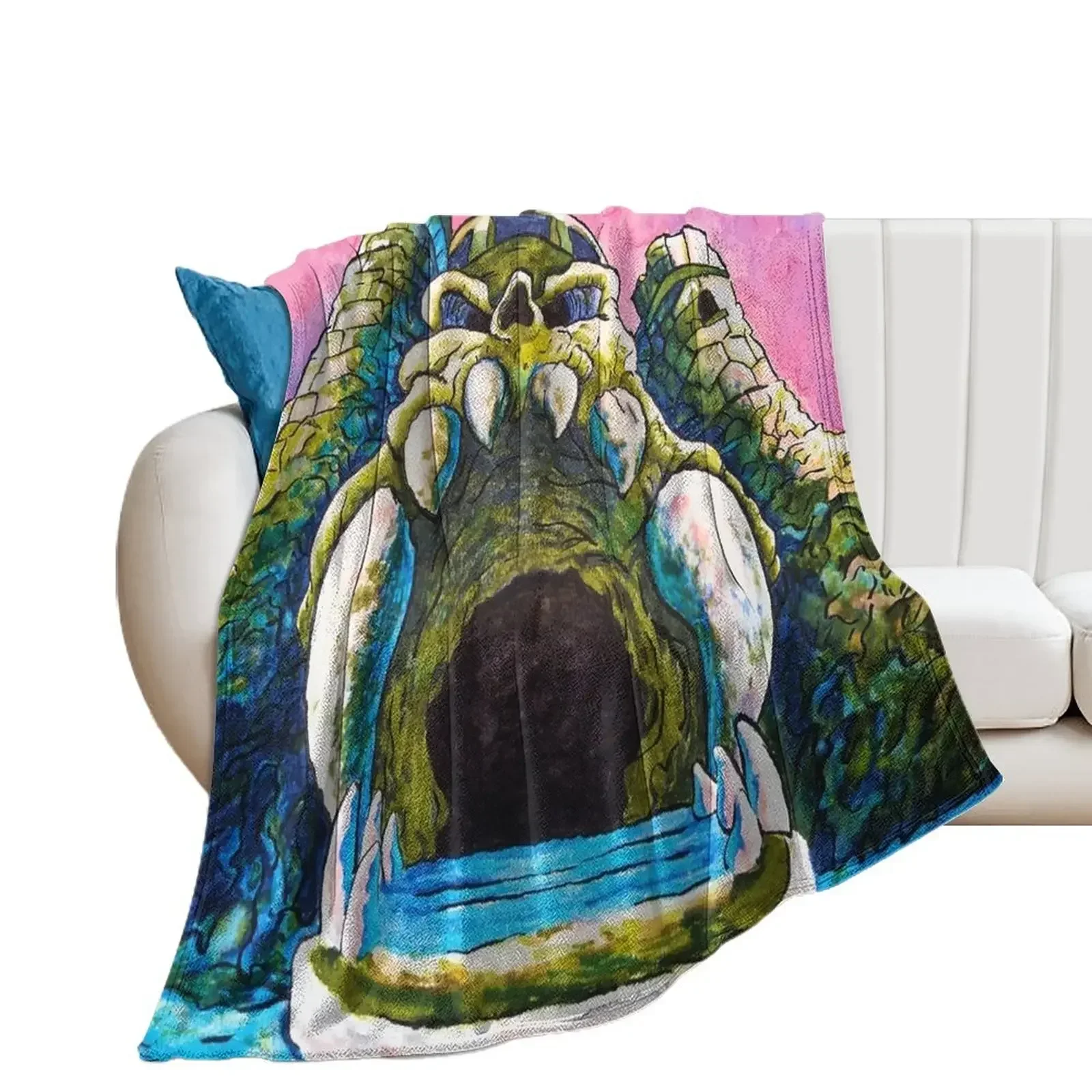 Castle Grayskull watercolor painting Throw Blanket Warm Flannel Fabric Sofa Throw Flannel Blankets