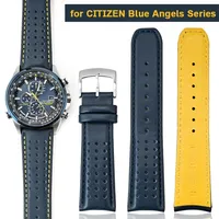 22mm 23mm Genuine-Leather Strap for Citizen Blue Angels Series Arc Curved End Cowhide Watch Band for Blancpain Fifty Fathoms