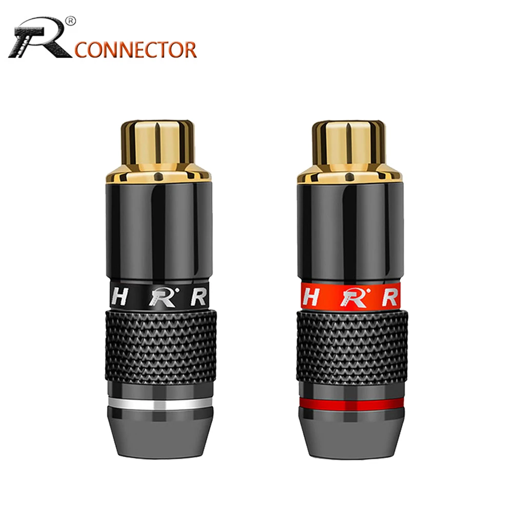 1pair/2pcs High Quality RCA Connector RCA Plug Jack Socket Audio Adapter Black&Red in 1 Pair Speaker Plug Gold Plated