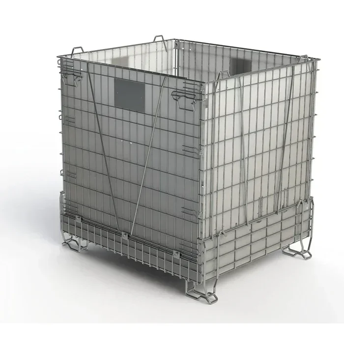 Material Handling Stackable Collapsible Galvanized Welded Steel Wire Mesh Container WarehousingHot Sales Cheap And Fine