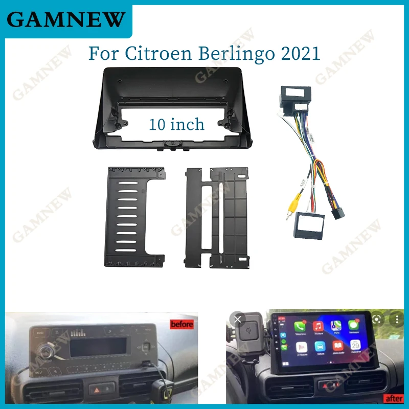 10 Inch Car Frame Fascia Adapter Canbus Box Android Radio Dash Fitting Panel Kit For Citroen Berlingo 2021