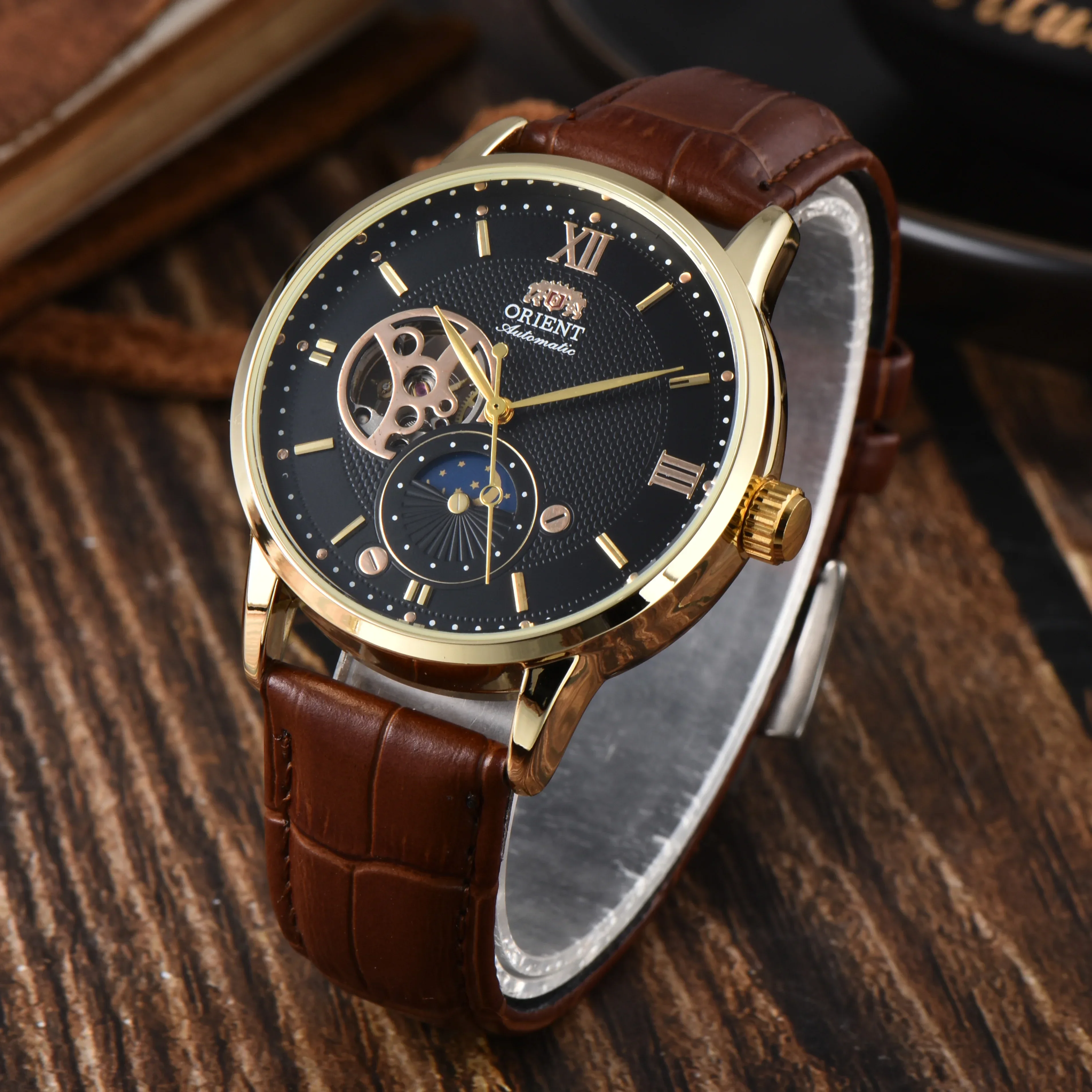 DFDG Orient Mechanical Unisex Automatic World Time Full Function Leather Strap Water Resistant Shockproof Star Series view 2