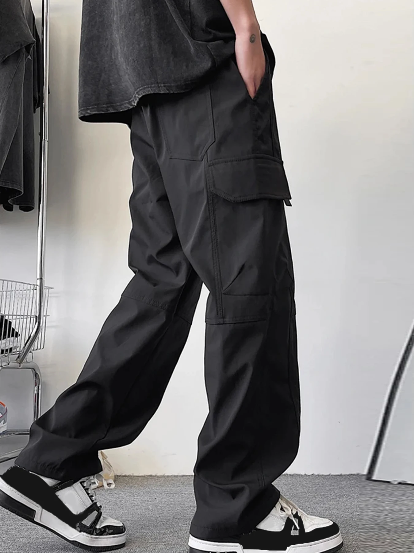 Men's Spring New Loose Trendy Versatile Cotton Couple's Hanging Wide Leg Straight Pants Casual Pants