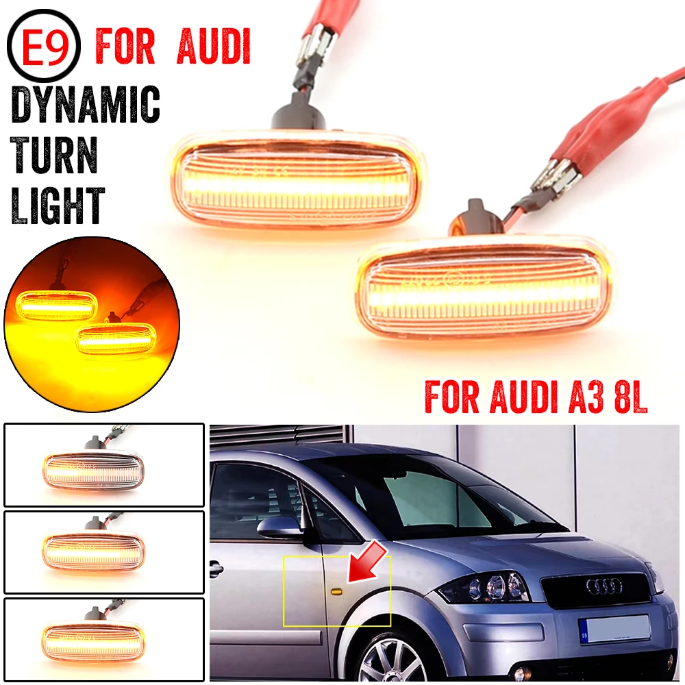 

2X LED Dynamic Side Marker Turn Signal Lights Indicator Lamps 8n0 949 127a For Audi A3 S3 8L 00-03 A8 D2 99-02 TT 8N 2000-2006