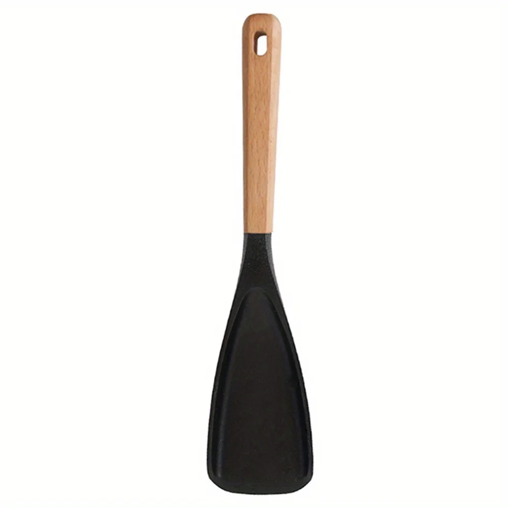 

1pc Multifunction Spoon with wooden handle-Durable-Great for Both Cooking and Serving, Safe for Nonstick Cooking Surfaces