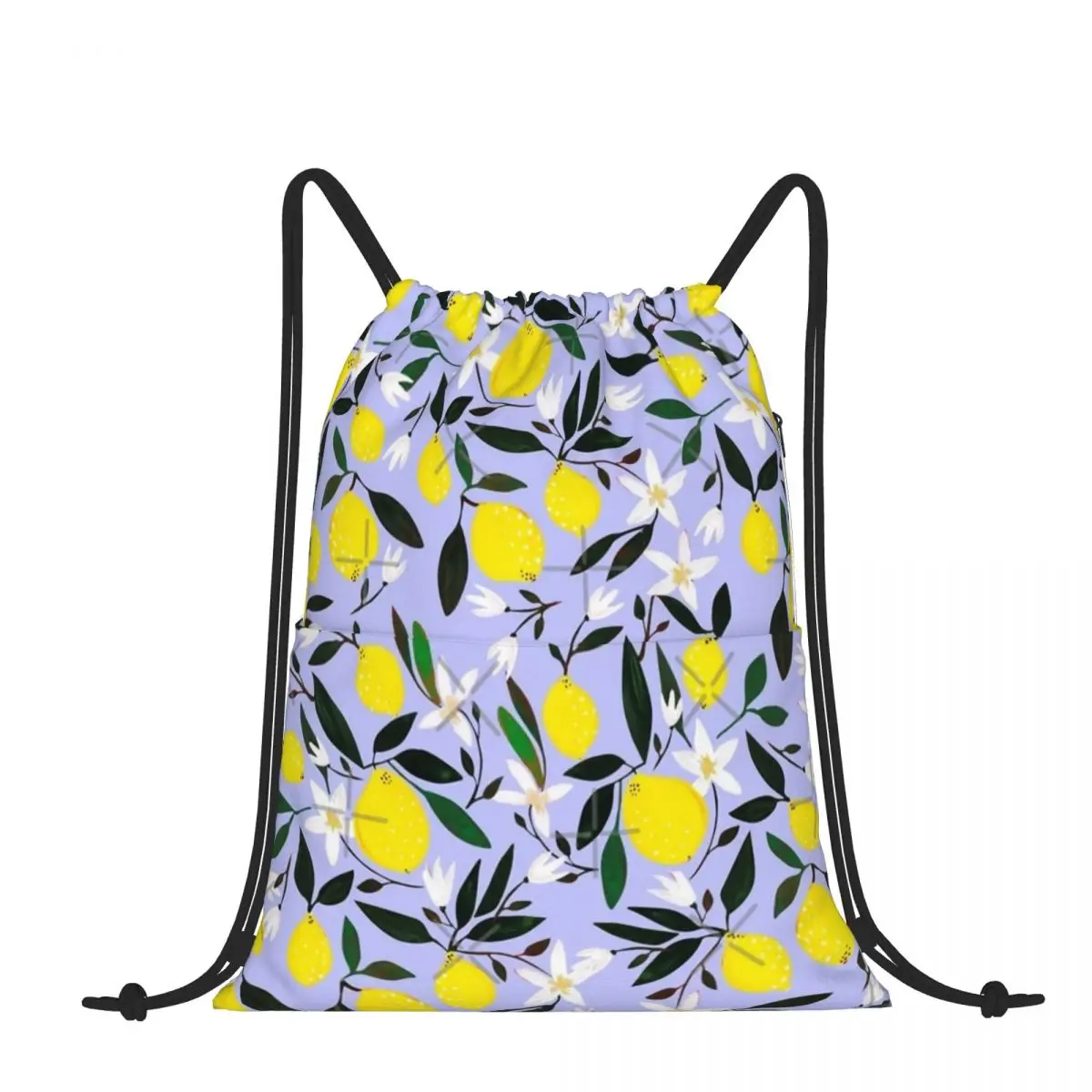 

Drawstring Backpack Lemons Blue Shoulder Bag Zipper Pocket Sports & Travel Hikes Portables Bag