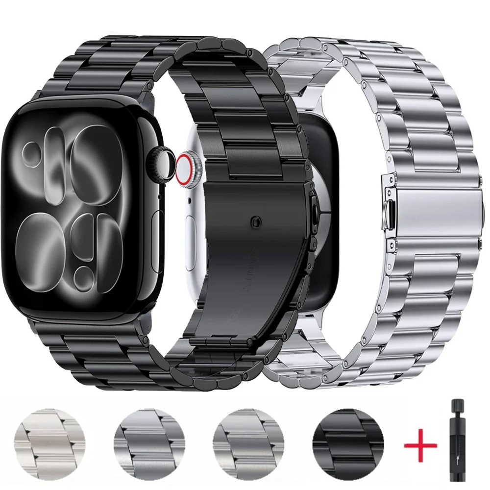 Tali Logam untuk Jam Tangan Apple Ultra 3 49Mm 10 11 46Mm 42Mm 9 8 7 45Mm 41Mm Gelang Baja Tahan Karat untuk IWatch 6 5 4 SE 44Mm 42Mm