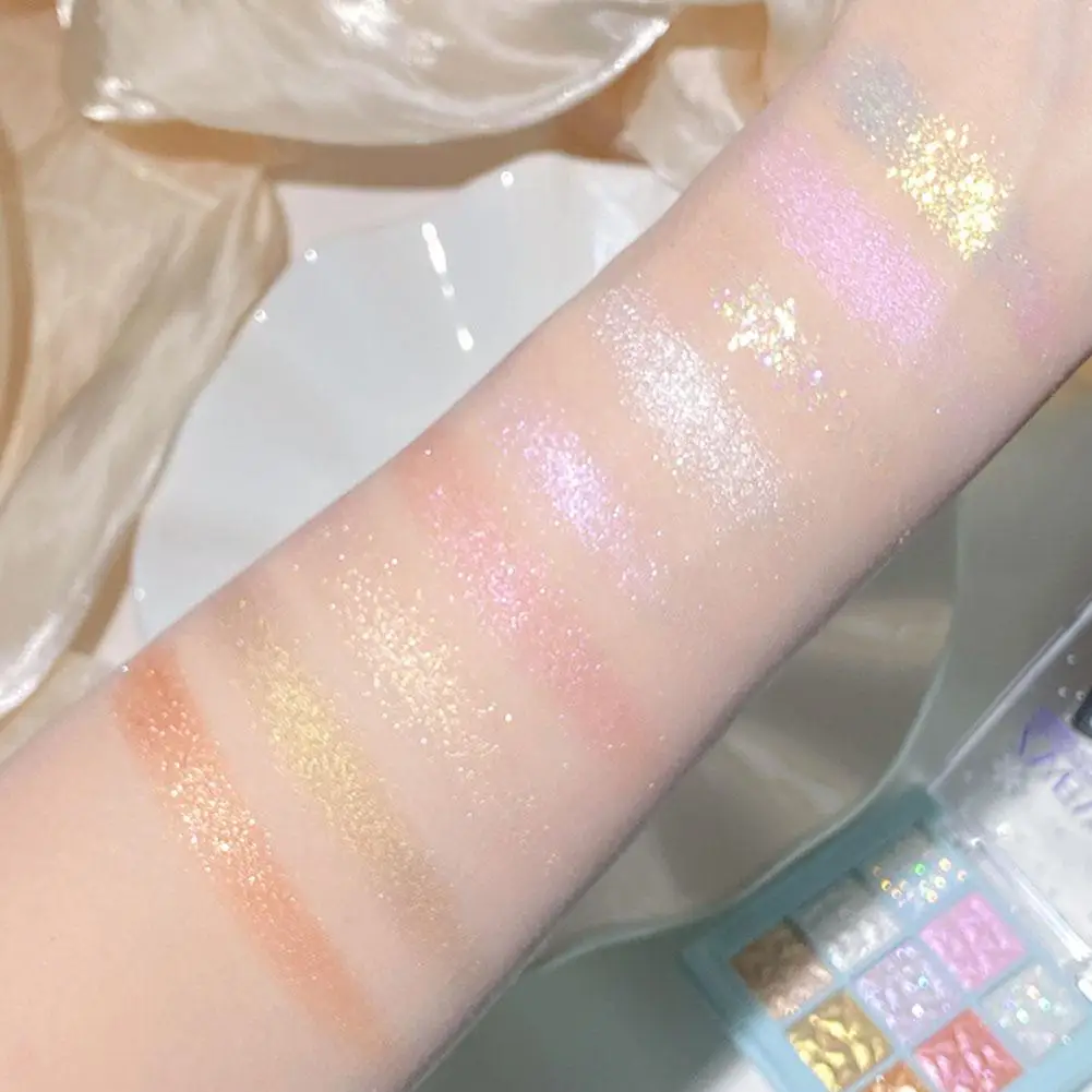 9 Colors Eyeshadow Highlight Silkworms Blusher Palette Pink Shadow Shining Blue Comestics Snowflake Waterproof Eye E1g0