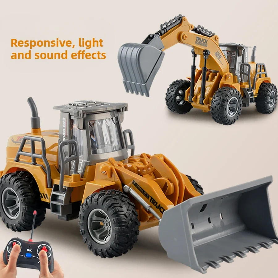 Kids Electric Remote Control Excavator Bulldozer Construction Car Rechargeable Light Electric Remote Control Car Easy To Operate