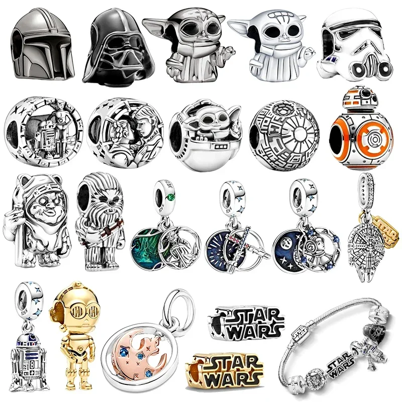 

NEW Sale Disney The Mandalorian Charm Star Wars Beads Fits Original Pandora Woman Bracelet Star Wars Plata De Ley Diy Jewelry