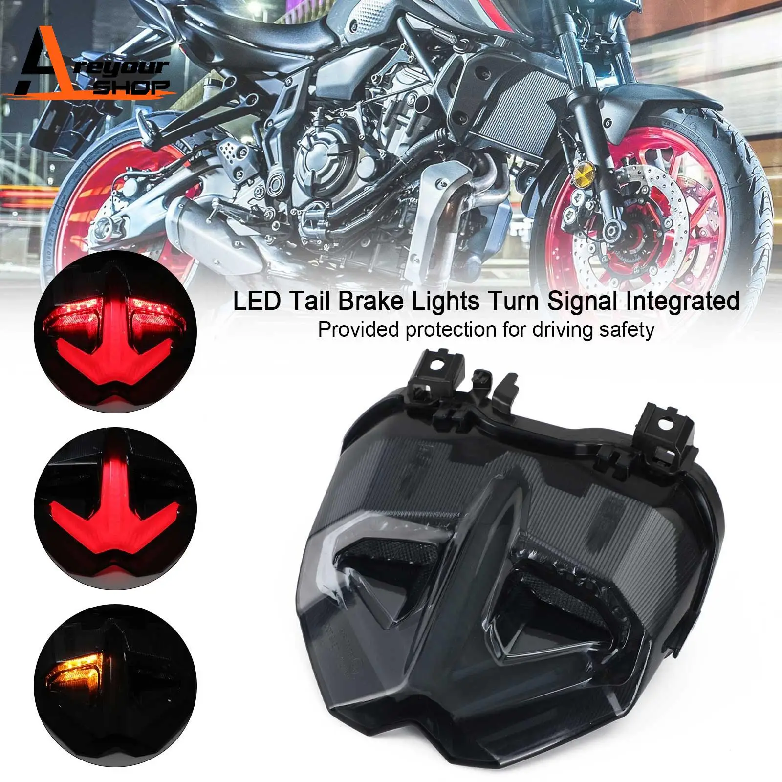 

Tail Brake Lights Turn Signal Integrated for YAMAHA MT-09 MT10 SP 2021 2022 2023 Black