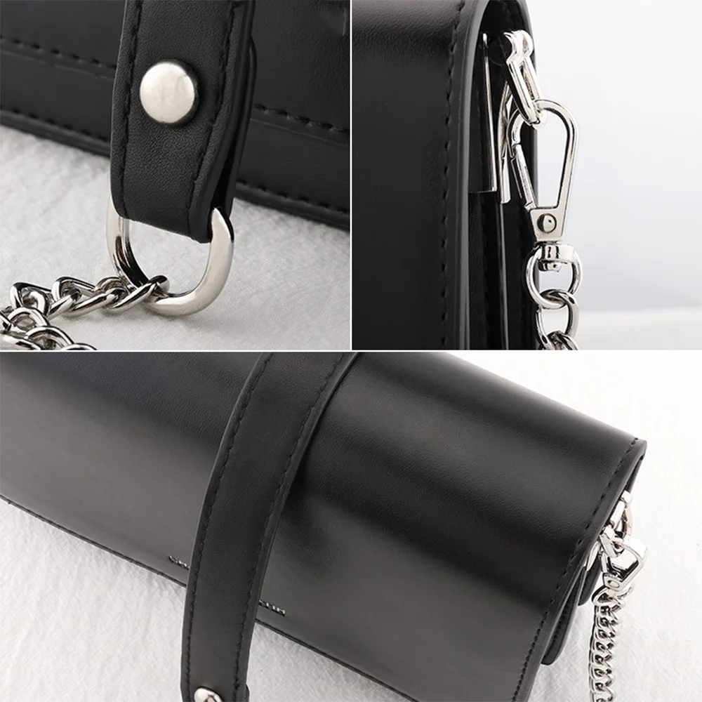 80-150cm Replacement Shoulder Strap Crossbody Bag Belt Fashion PU Leather Handle with Metal Chains Bag Replacement Accessories