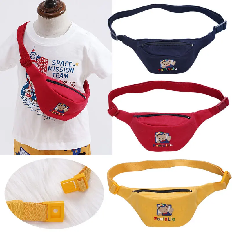 

Children's Crossbody Bag Solid Color Simple Letter Black Bear Waist Bag