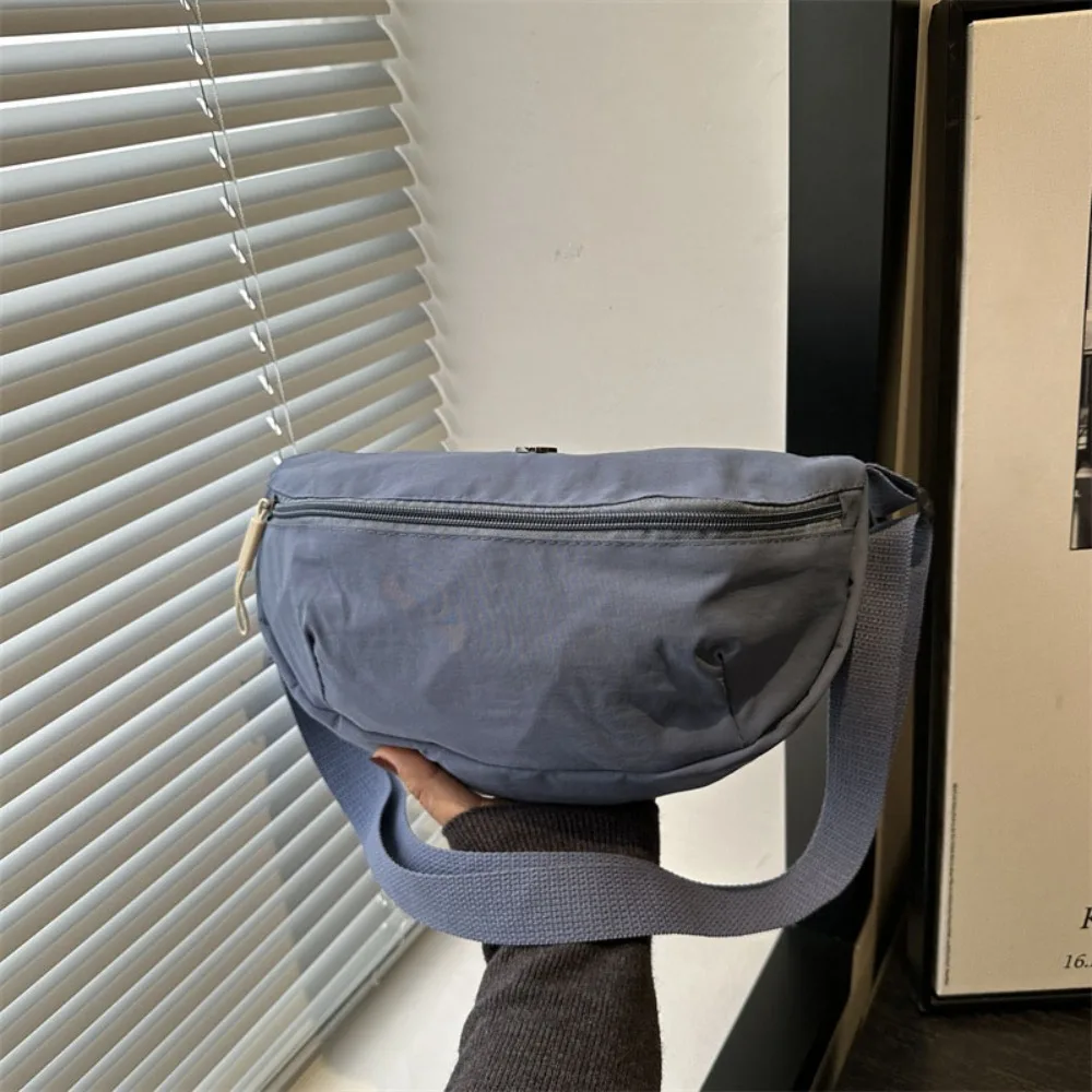 

Wide Shoulder Strap Nylon Shoulder Bag Korean Style Solid Color Oxford Cloth Crossbody Bag Large Capacity Messenger Bag