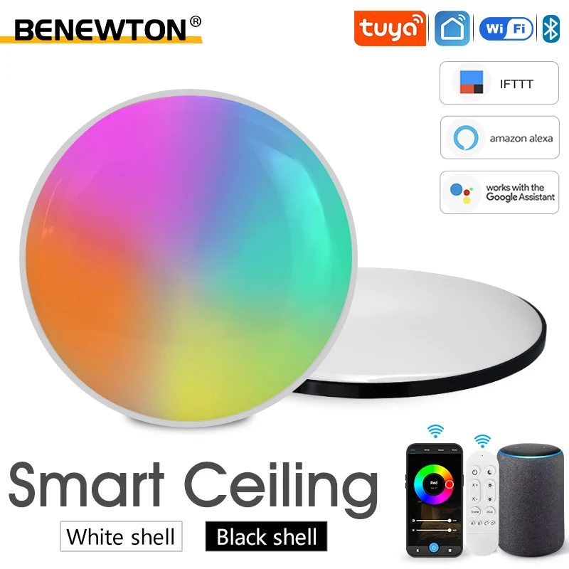 

Tuya Smart WiFi Потолочный светильник 24 Вт 220 В RGB Круглая круглая окружающая лампа Управление через приложение Голосовое управление Alexa Home Для внутреннего освещения