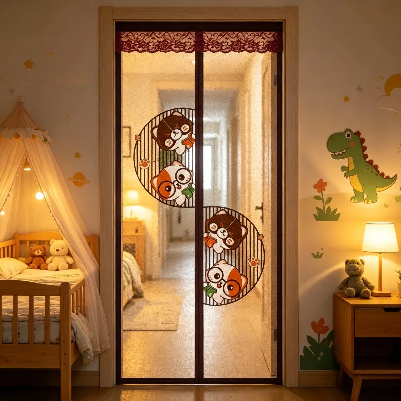 Self-Sealing Magnetic Screen Door, Heavy Density Flexible Breathable Panel,Self-Adhesive No-Drill Installation Without Drilling