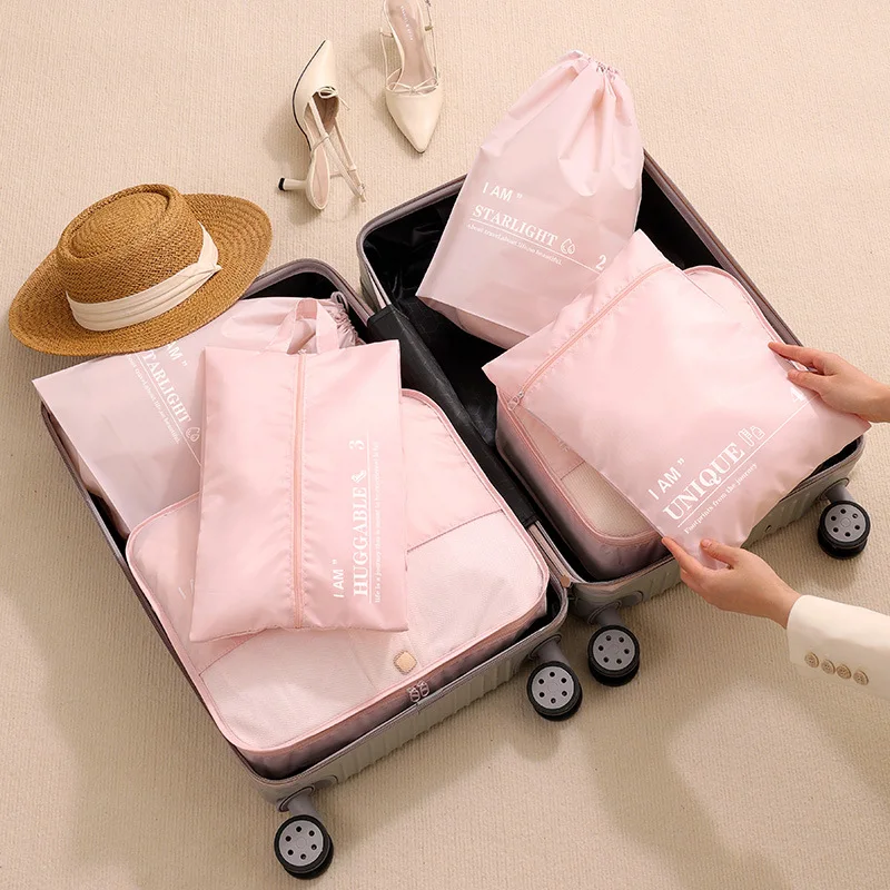 Twill Wet & Dry Storage Six Piece Clothes Organiser Luggage Storage Set Six Piece Storage Bag Set