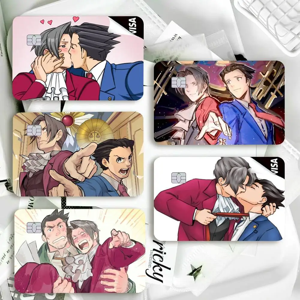 Ace Attorney Miles E-Edgeworth Waterproof Film Skin Cover Credit Card Stickers Debit Front Bank Bus Pass