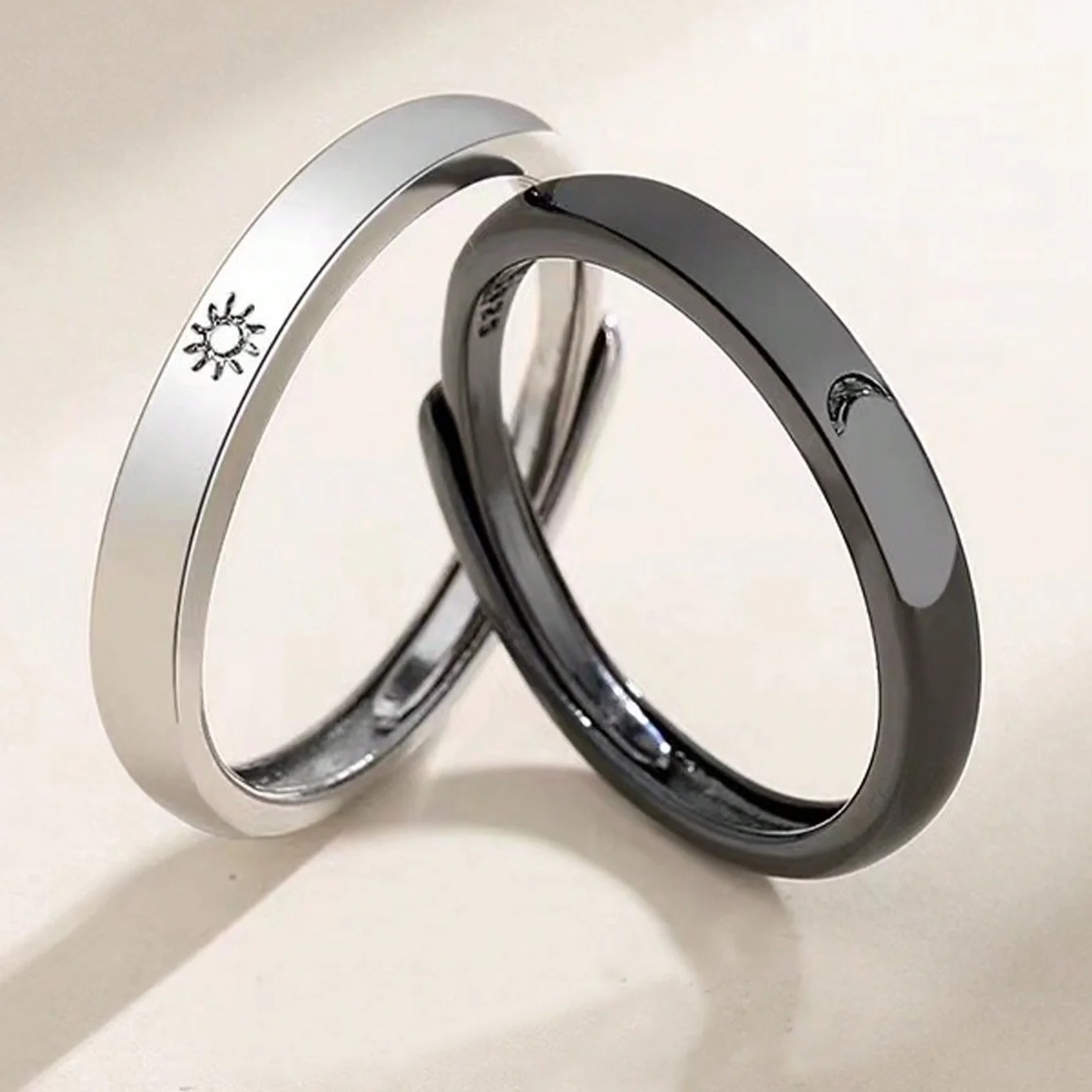 2pcs/Set Sun Moon Couple Rings Set - Lover Rings