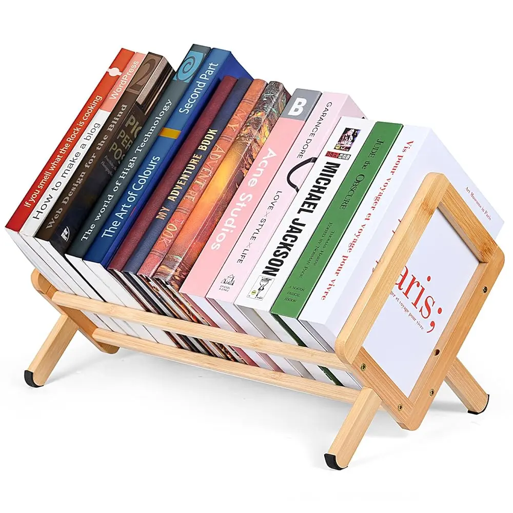 

Bamboo Desktop Bookshelf, Retro Desk Bookshelf Organizer, Tabletop Booksheves, Large Magazine Holder Racks For Home Office,