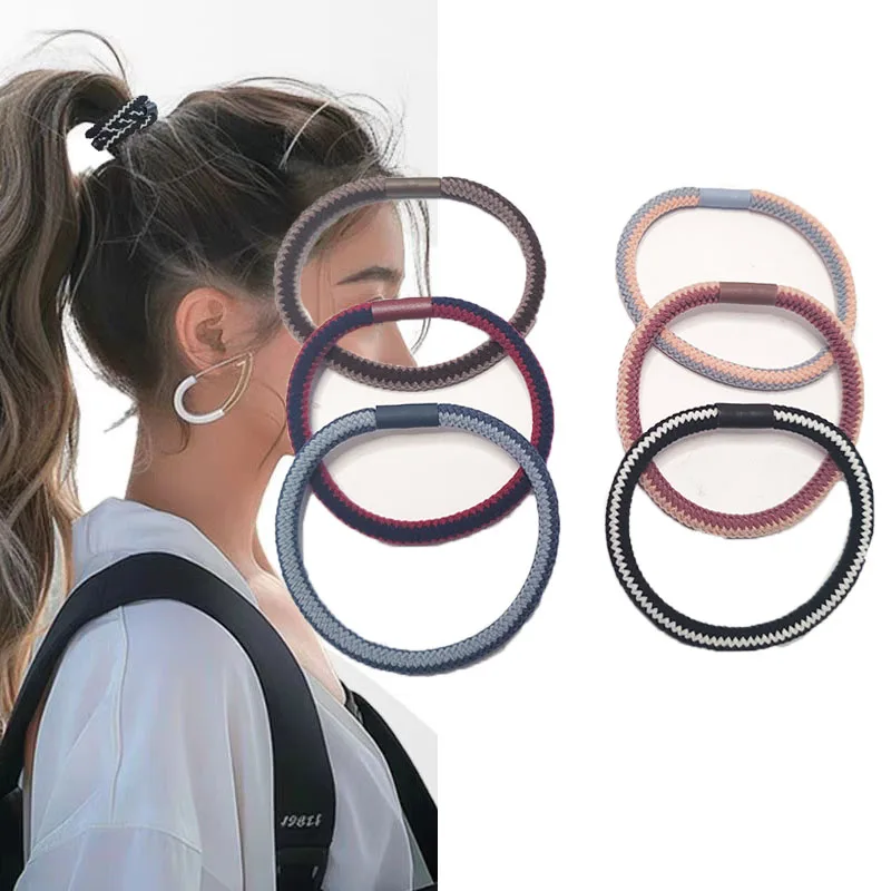 

6PC Hot European and American Black Colorful Sport High Elasticity Hair Ties for Women Girls Ponytail Holder Hair Accessories