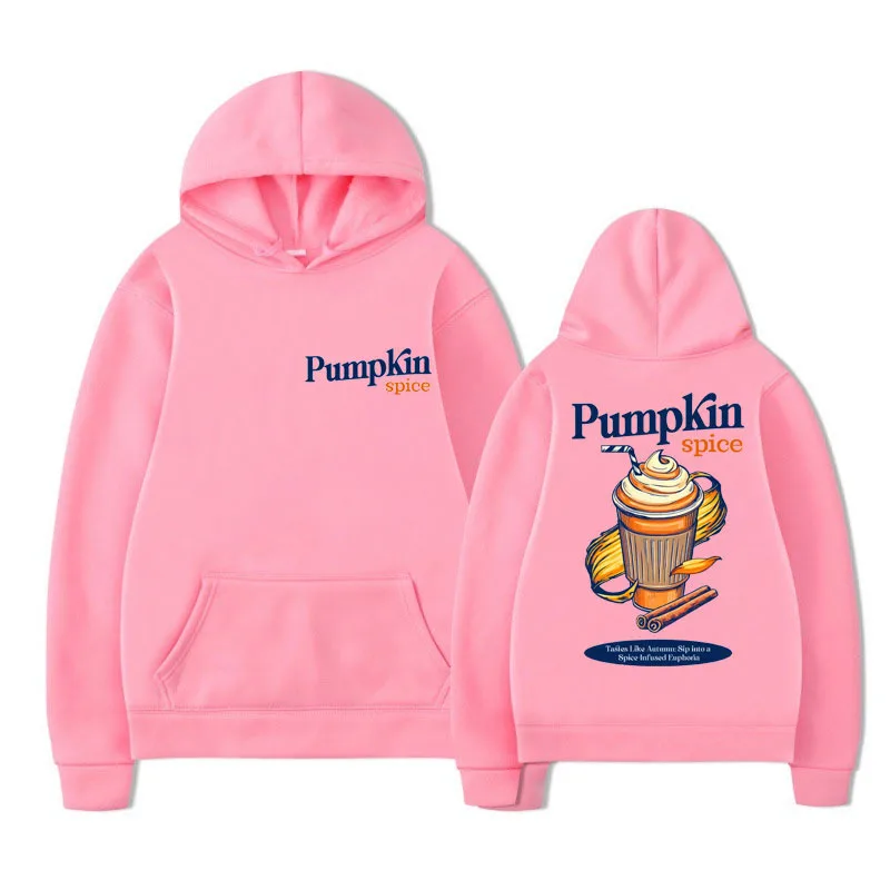 PUMPKIN SPICE LATTE Graphic Print Hoodie Men's Autumn Drink Themed Gift Sweatshirts Vintage Oversized Streetwear Hooded Pullover